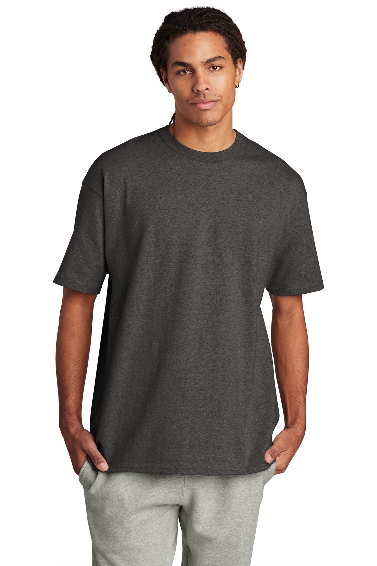 Front View of CharcoalHt Champion Heritage 7-Oz. Jersey Tee T105