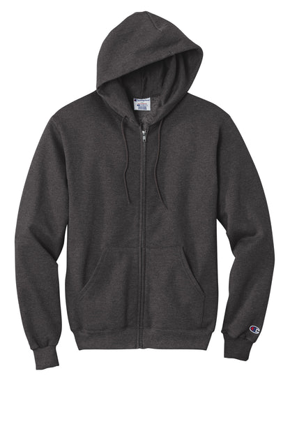 Front View of CharcoalHt Champion Powerblend Full-Zip Hoodie.S800