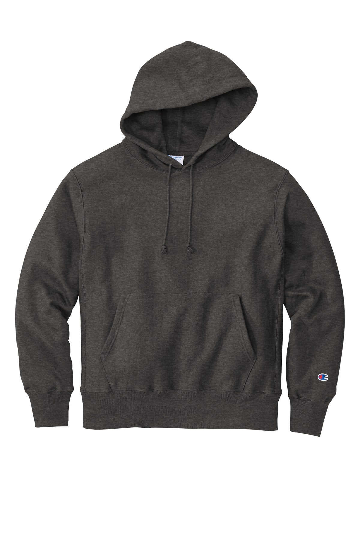 Front View of CharcoalHt Champion Reverse Weave Hooded Sweatshirt S101