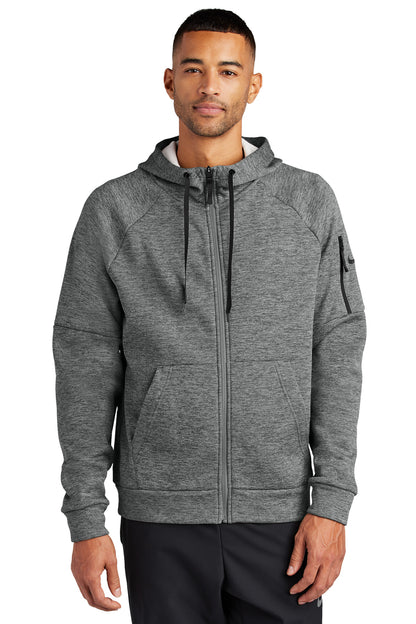 Front View of CharcoalHt Nike Therma-FIT Pocket Full-Zip Fleece Hoodie NKFD9859