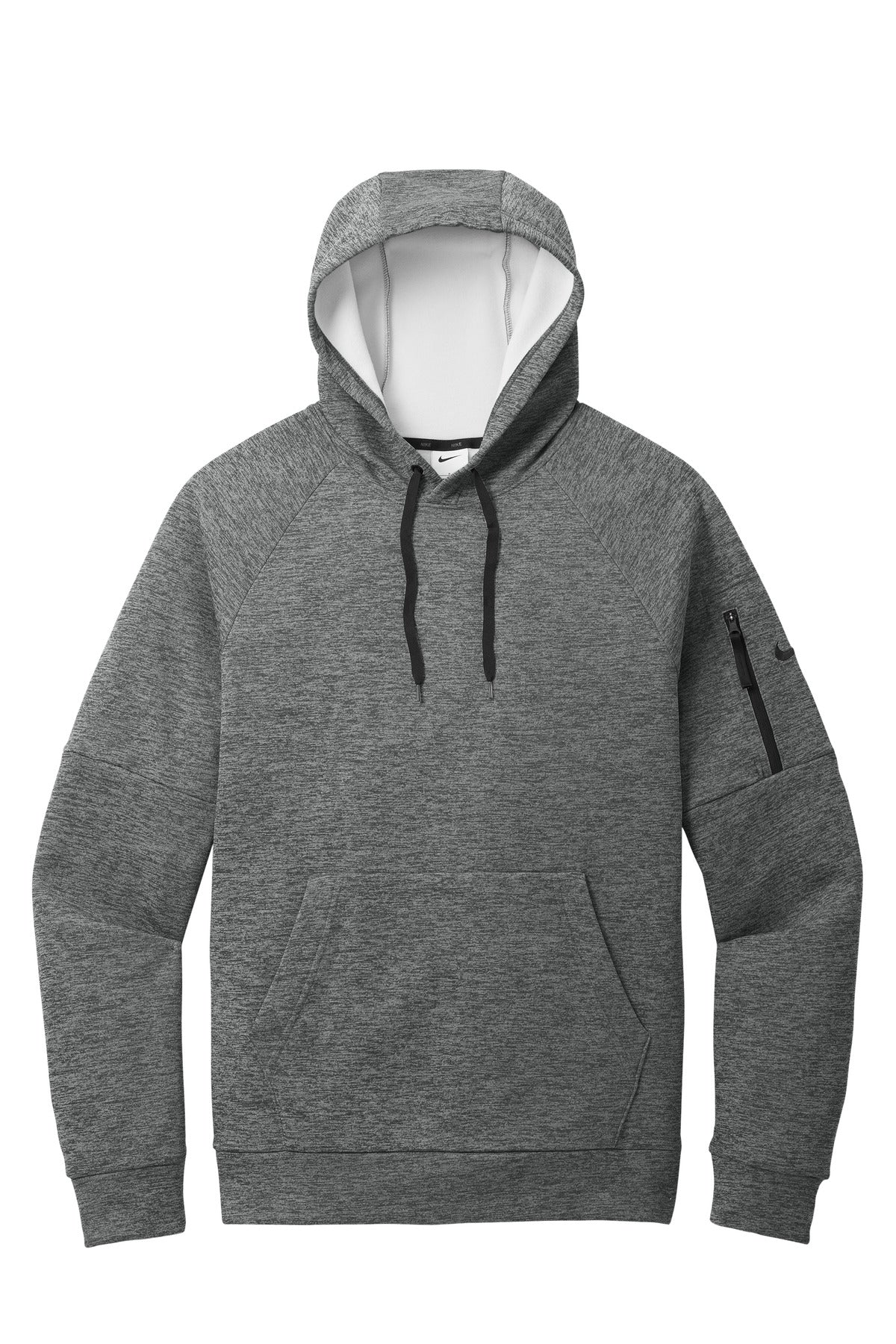 Front View of CharcoalHt Nike Therma-FIT Pocket Pullover Fleece Hoodie NKFD9735