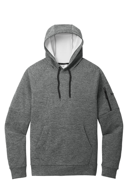 Front View of CharcoalHt Nike Therma-FIT Pocket Pullover Fleece Hoodie NKFD9735