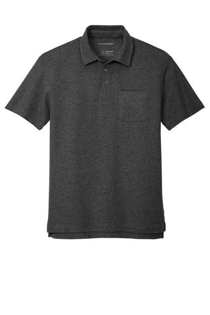 Front View of CharcoalHt Port Authority C-FREE Cotton Blend Pique Pocket Polo K868