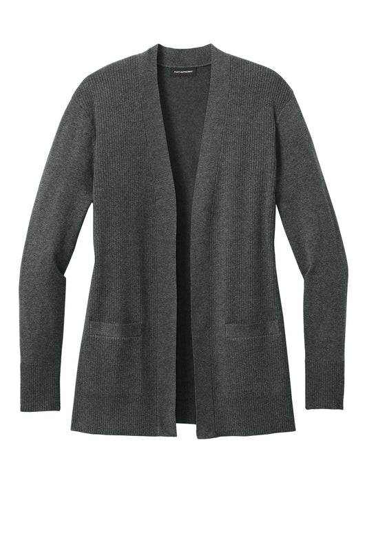 Front View of CharcoalHt Port Authority Women's Easy Care Open-Front Cardigan Sweater LSW2890