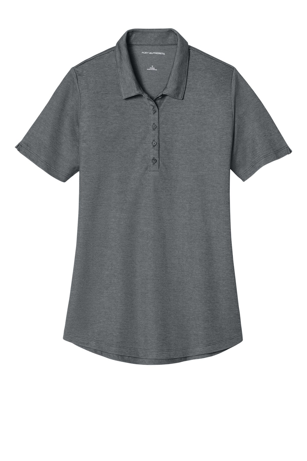 Front View of CharcoalHt Port Authority Women's Fine Pique Blend Polo LK830
