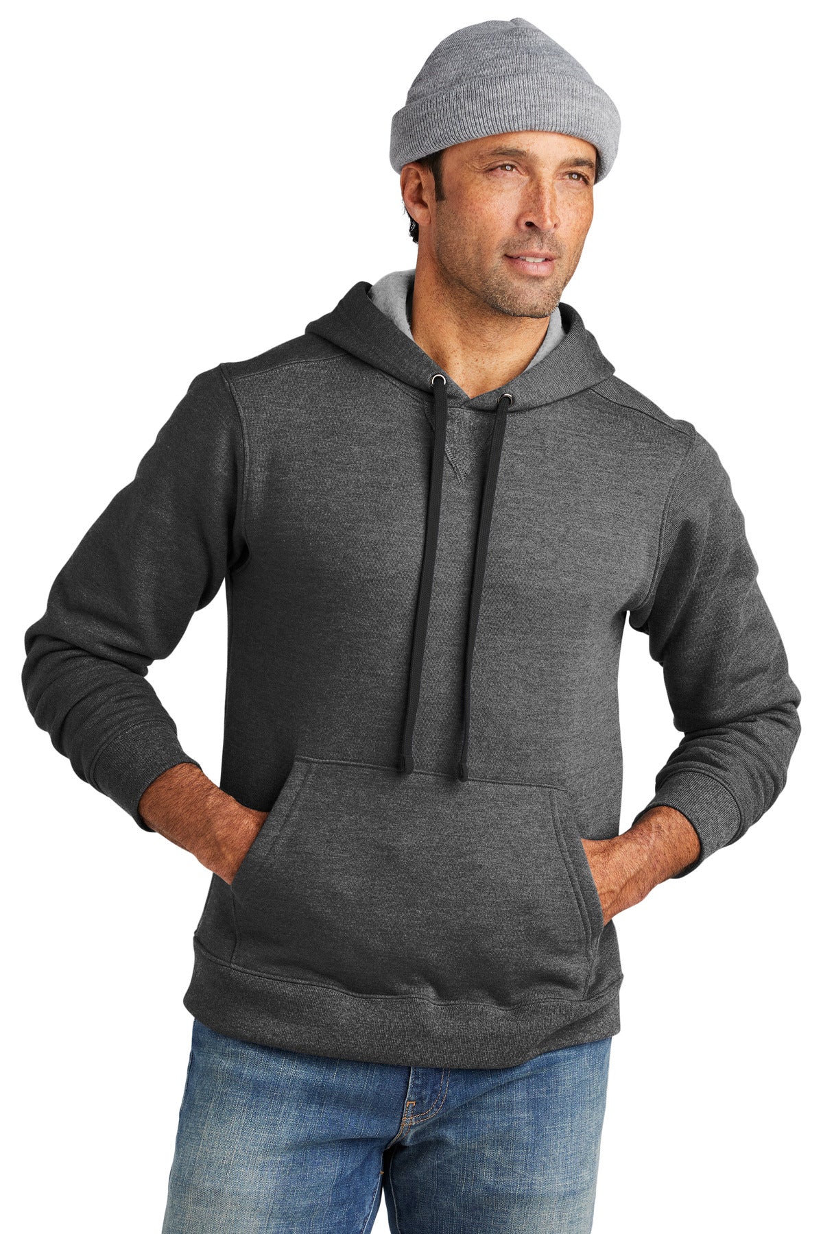 Front View of CharcoalHt Volunteer Knitwear Chore Fleece Pullover Hoodie VL130H