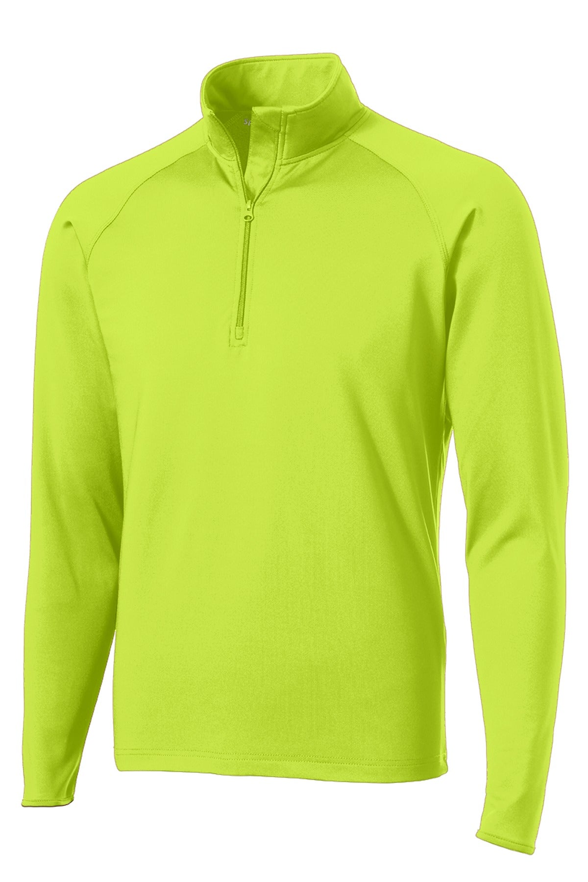 Front View of Charge Green Sport-Tek Sport-Wick Stretch 1/4-Zip Pullover. ST850