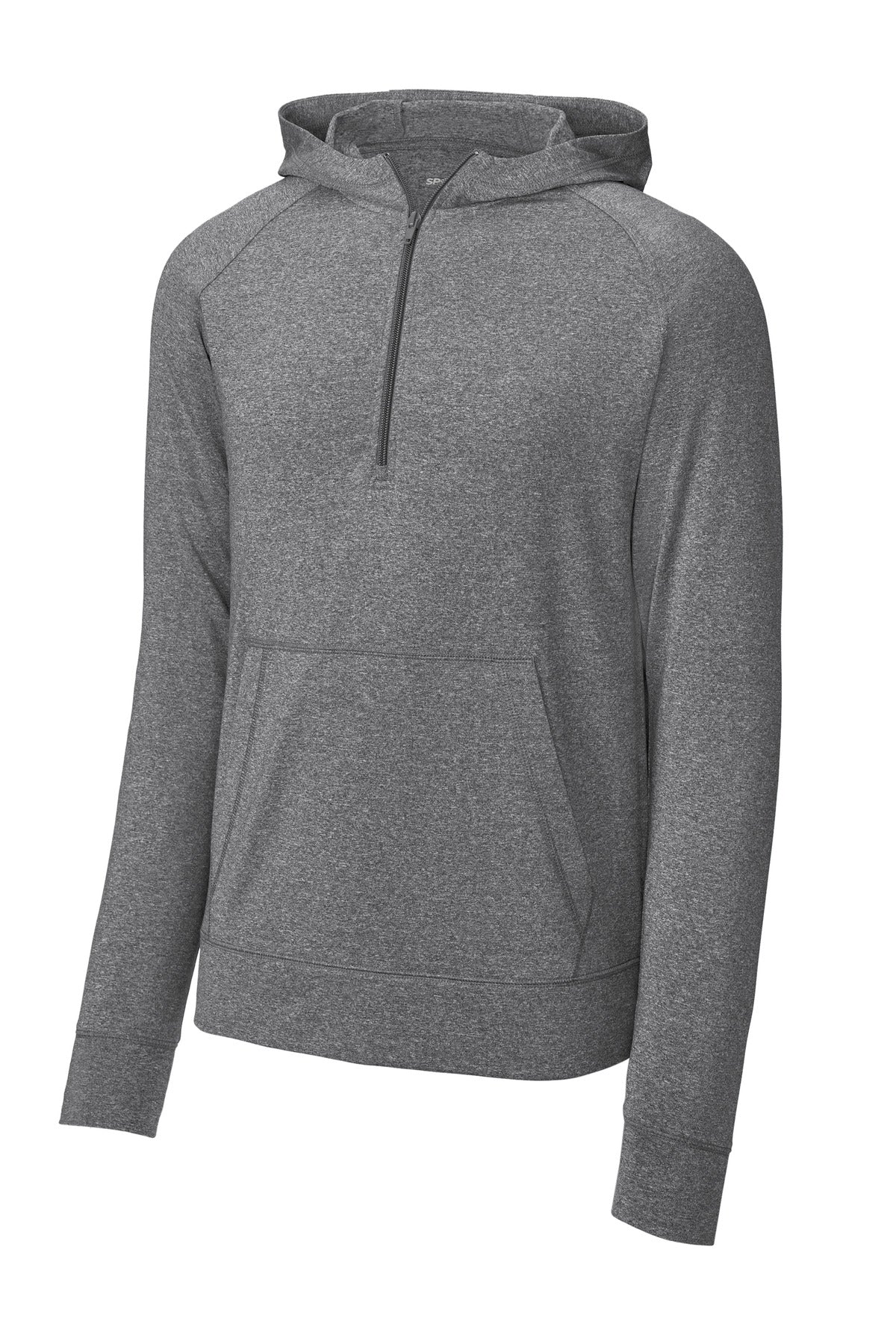 Front View of CharGreyHt Sport-Tek Sport-Wick Stretch 1/2-Zip Hoodie ST856
