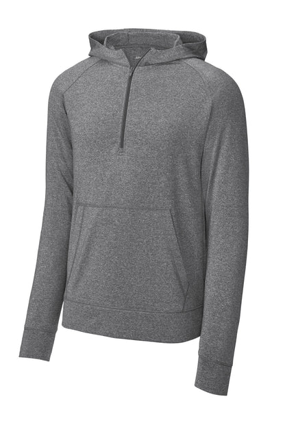 Front View of CharGreyHt Sport-Tek Sport-Wick Stretch 1/2-Zip Hoodie ST856