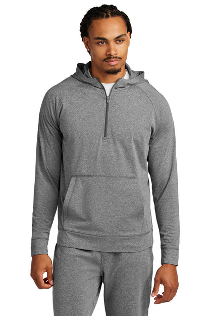Front View of CharGreyHt Sport-Tek Sport-Wick Stretch 1/2-Zip Hoodie ST856