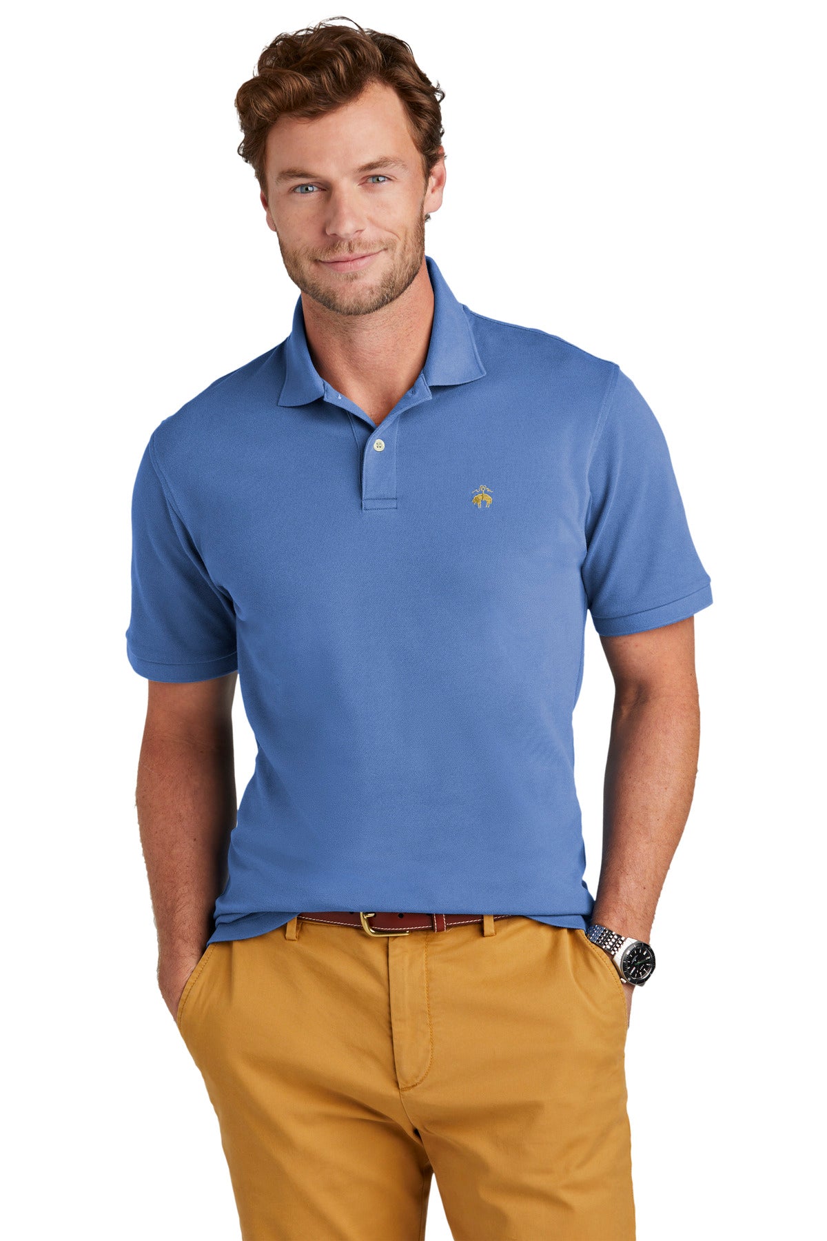 Front View of CharterBlu Brooks Brothers Pima Cotton Pique Polo BB18200