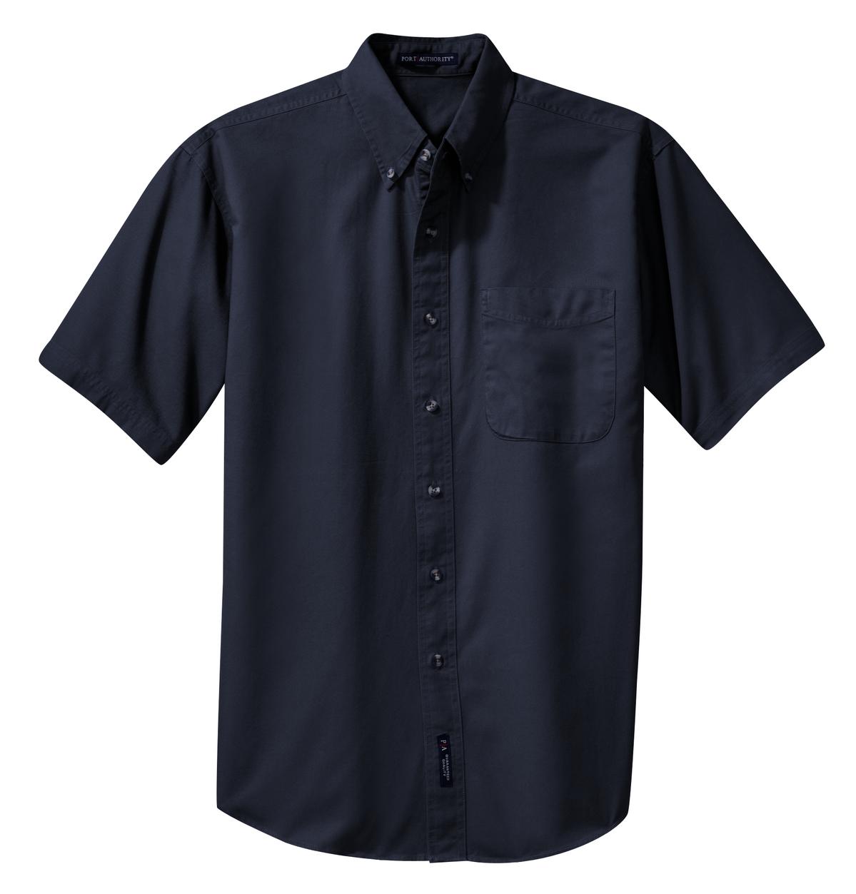Front View of Classic Navy Port Authority Short Sleeve Twill Shirt. S500T