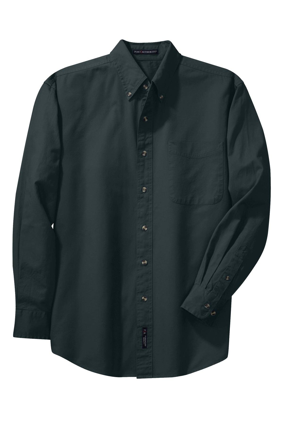 Front View of Classic Navy Port Authority Tall Long Sleeve Twill Shirt. TLS600T