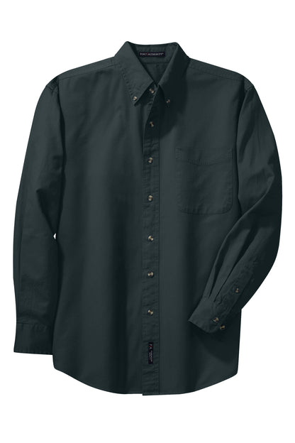 Front View of Classic Navy Port Authority Tall Long Sleeve Twill Shirt. TLS600T