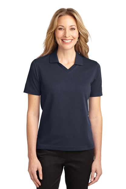 Front View of Classic Navy Port Authority Women's Rapid Dry Polo. L455
