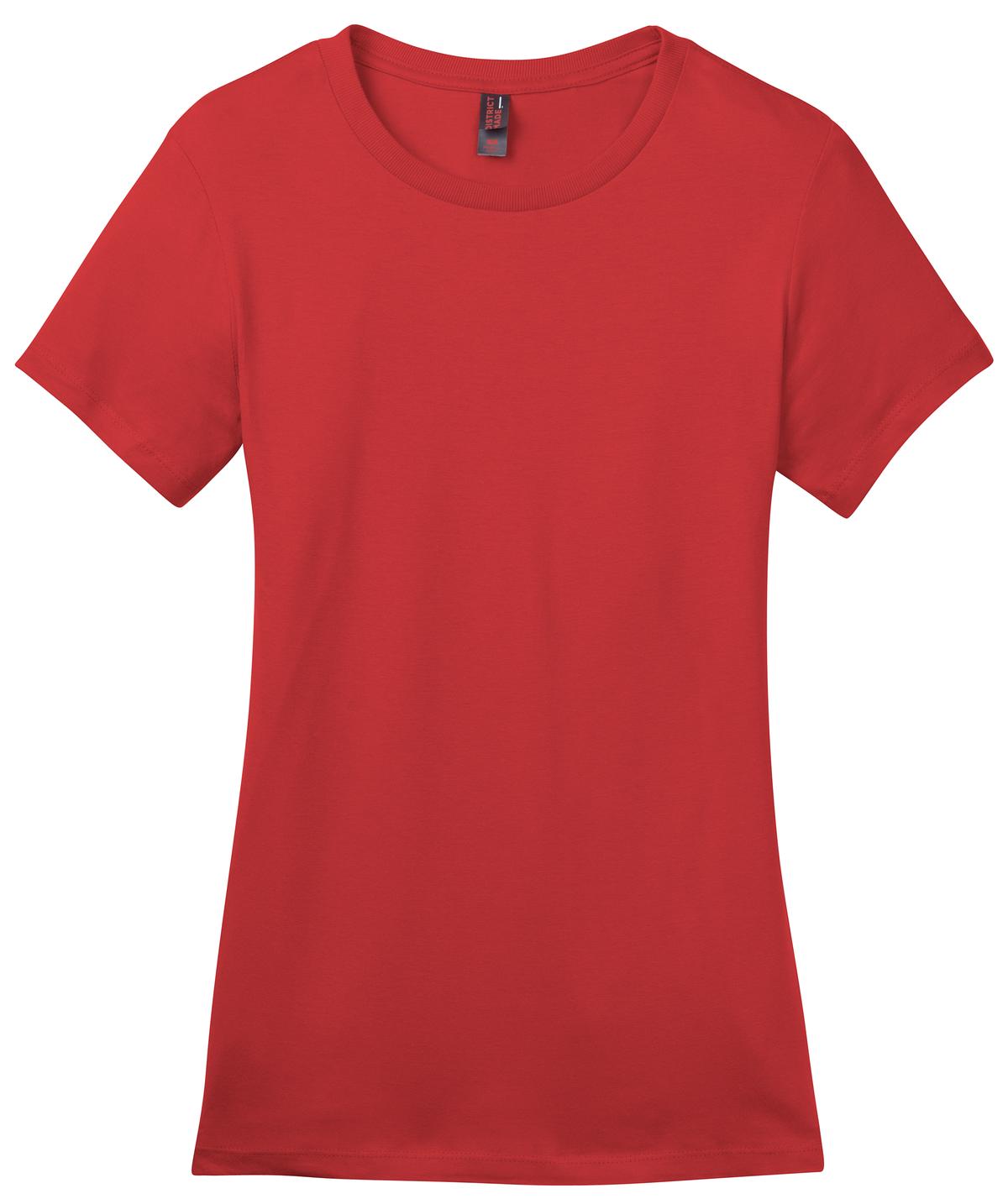 Front View of Classic Red District Women's Perfect Weight Tee. DM104L