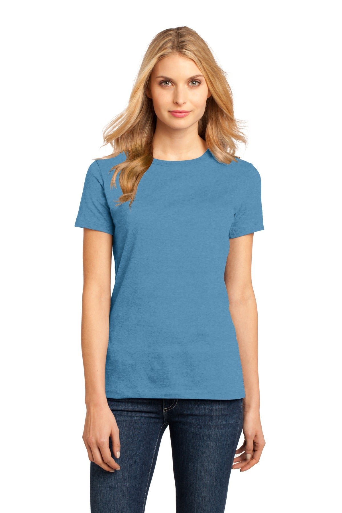 Front View of Clean Denim District Women's Perfect Weight Tee. DM104L