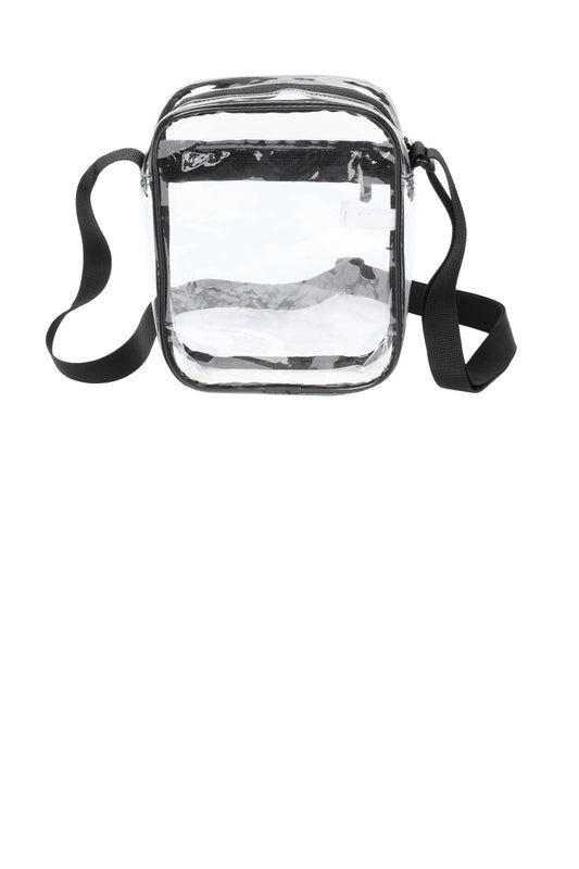 Front View of Clear/Blk Port Authority Clear Crossbody Bag BG931