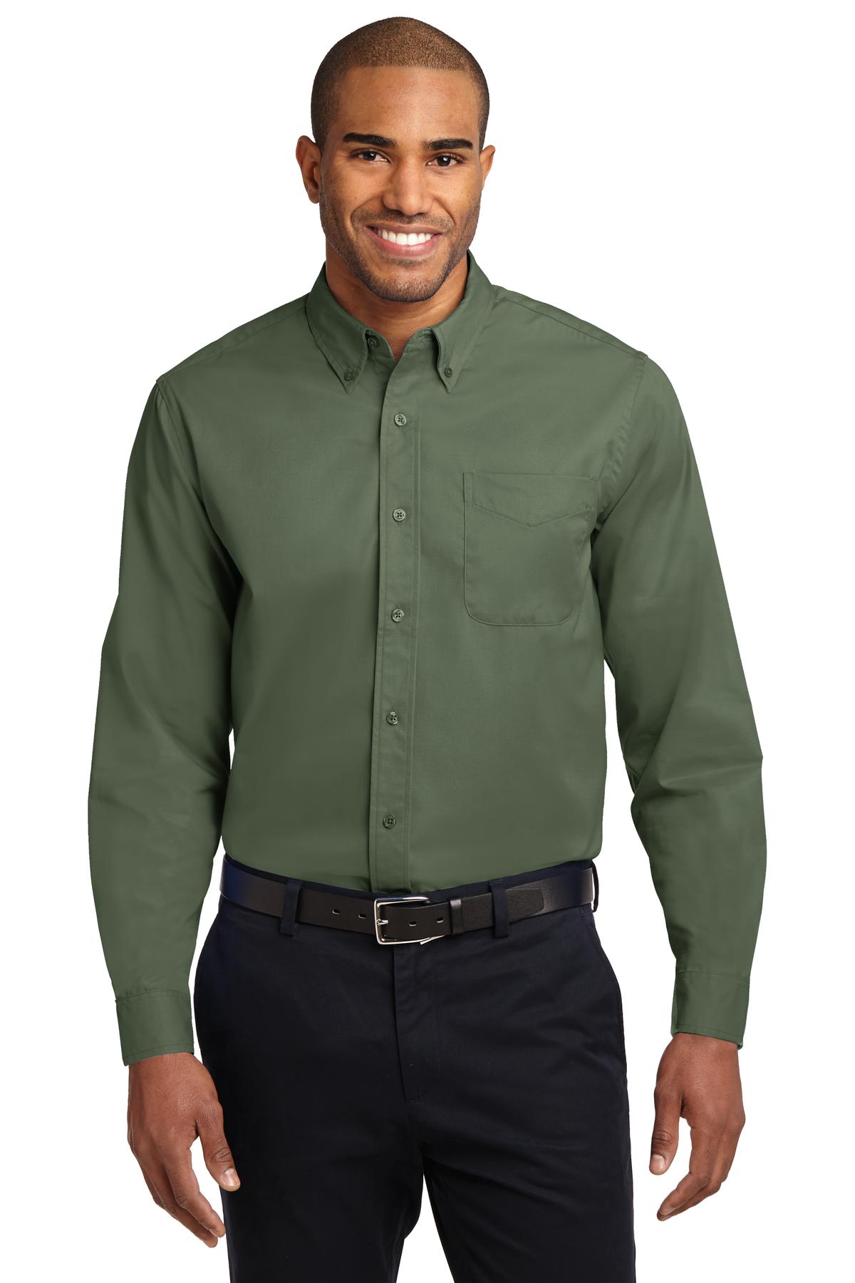 Front View of Clover Green Port Authority Extended Size Long Sleeve Easy Care Shirt S608ES