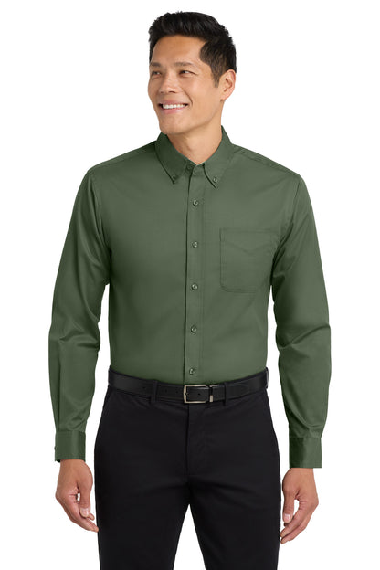 Front View of Clover Green Port Authority Extended Size Long Sleeve Easy Care Shirt S608ES