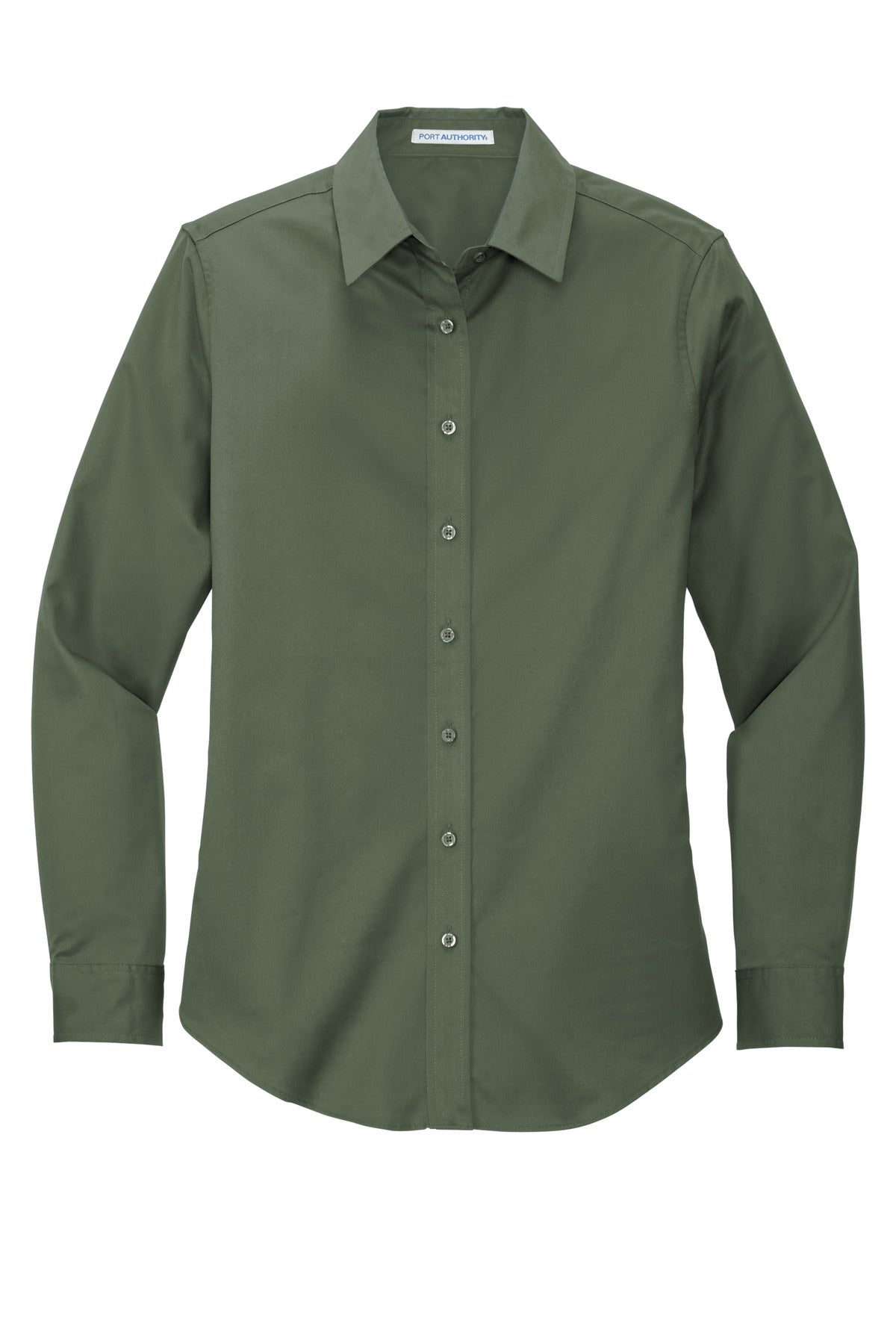 Front View of Clover Green Port Authority Women's Long Sleeve Easy Care Shirt. L608