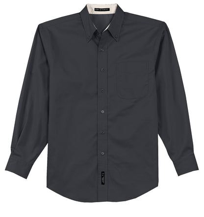 Front View of Clsc Nvy/LtStn Port Authority Extended Size Long Sleeve Easy Care Shirt S608ES