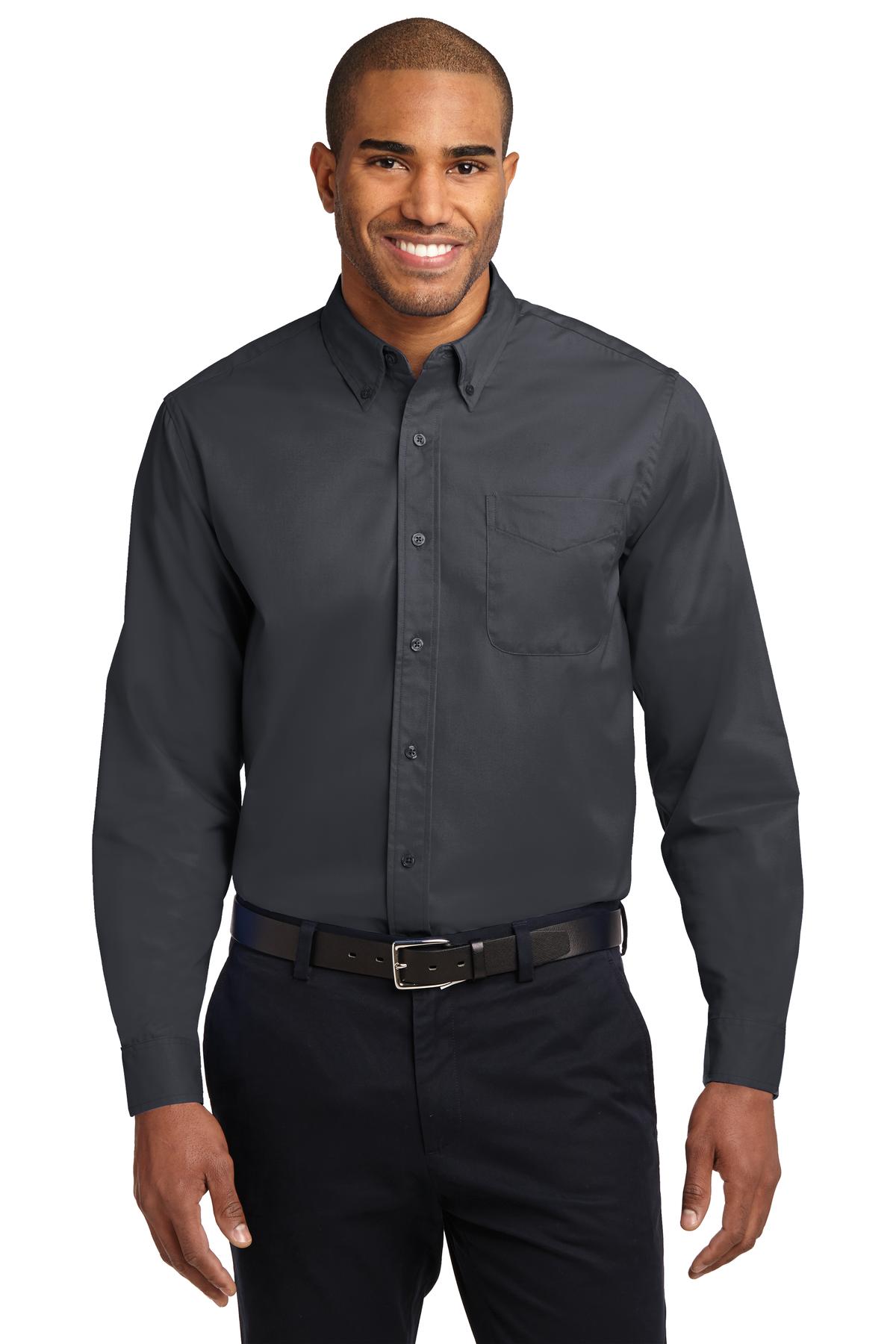 Front View of Clsc Nvy/LtStn Port Authority Extended Size Long Sleeve Easy Care Shirt S608ES