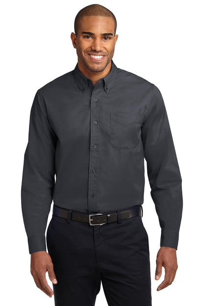 Front View of Clsc Nvy/LtStn Port Authority Extended Size Long Sleeve Easy Care Shirt S608ES