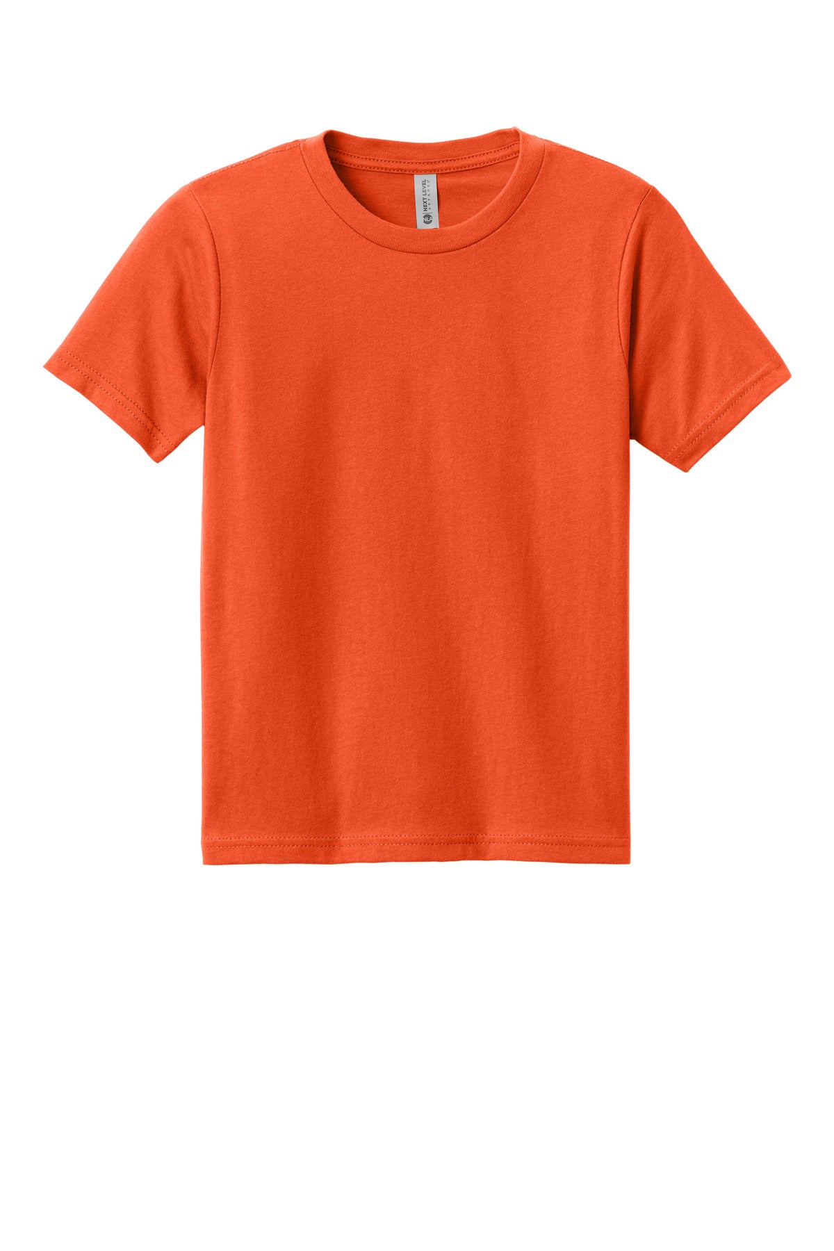 Front View of ClscOrange Next Level Apparel Youth Cotton Tee NL3310