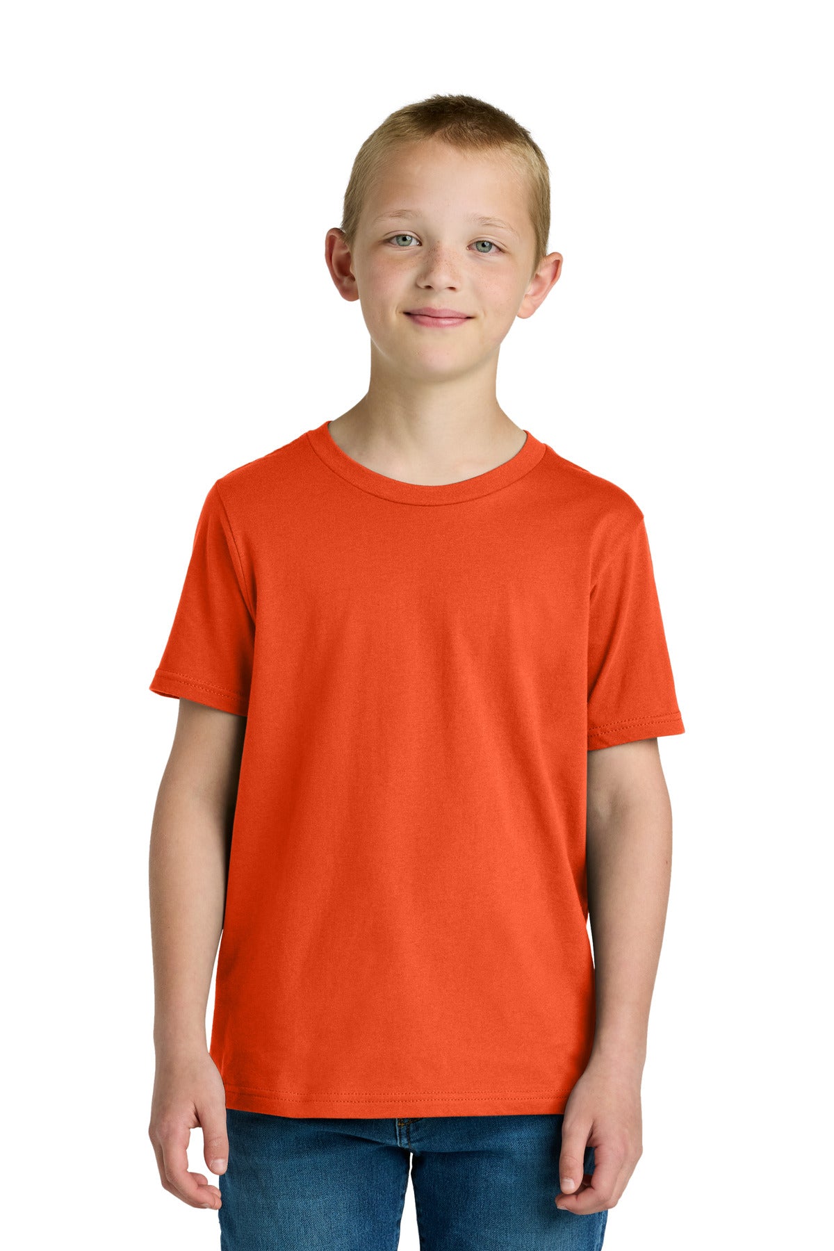 Front View of ClscOrange Next Level Apparel Youth Cotton Tee NL3310