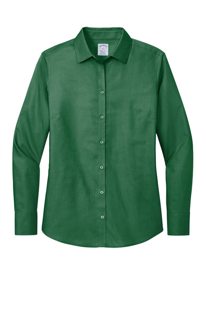 Front View of ClubGreen Brooks Brothers Women's Wrinkle-Free Stretch Nailhead Shirt BB18003