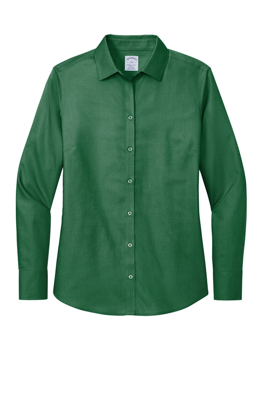 Front View of ClubGreen Brooks Brothers Women's Wrinkle-Free Stretch Nailhead Shirt BB18003