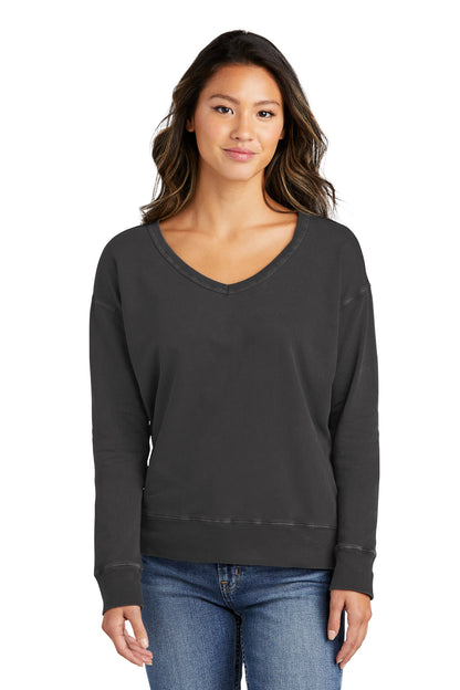 Front View of Coal Port & Company Women's Beach Wash Garment-Dyed V-Neck Sweatshirt LPC098V