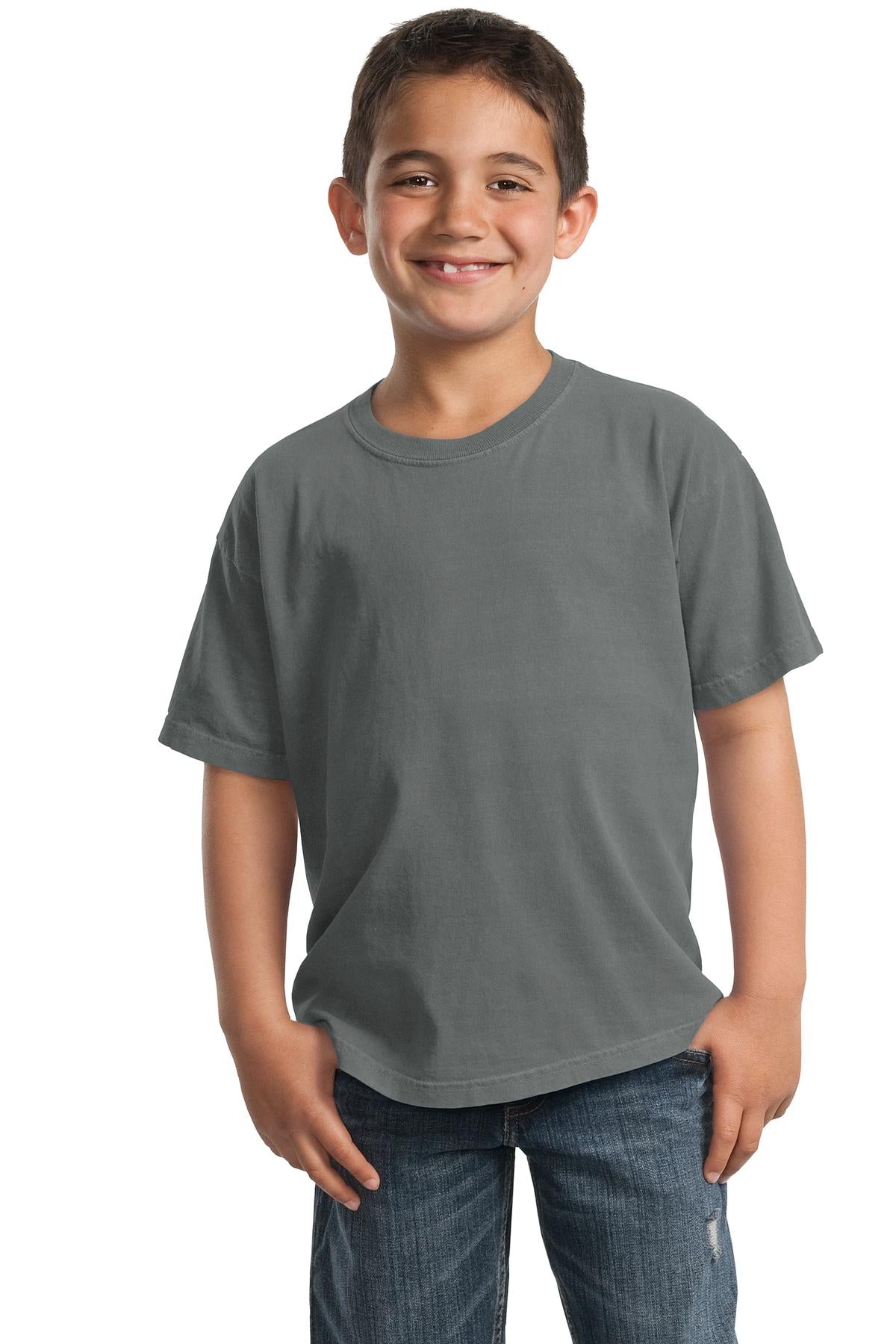 Front View of Coal Port & Company Youth Beach Wash Garment-Dyed Tee. PC099Y