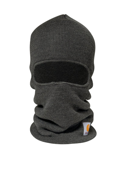 Front View of CoalHthr Carhartt Knit Insulated Face Mask CT104485