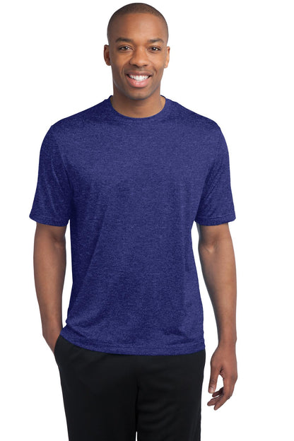 Front View of Cobalt Hthr Sport-Tek Tall Heather Contender Tee. TST360