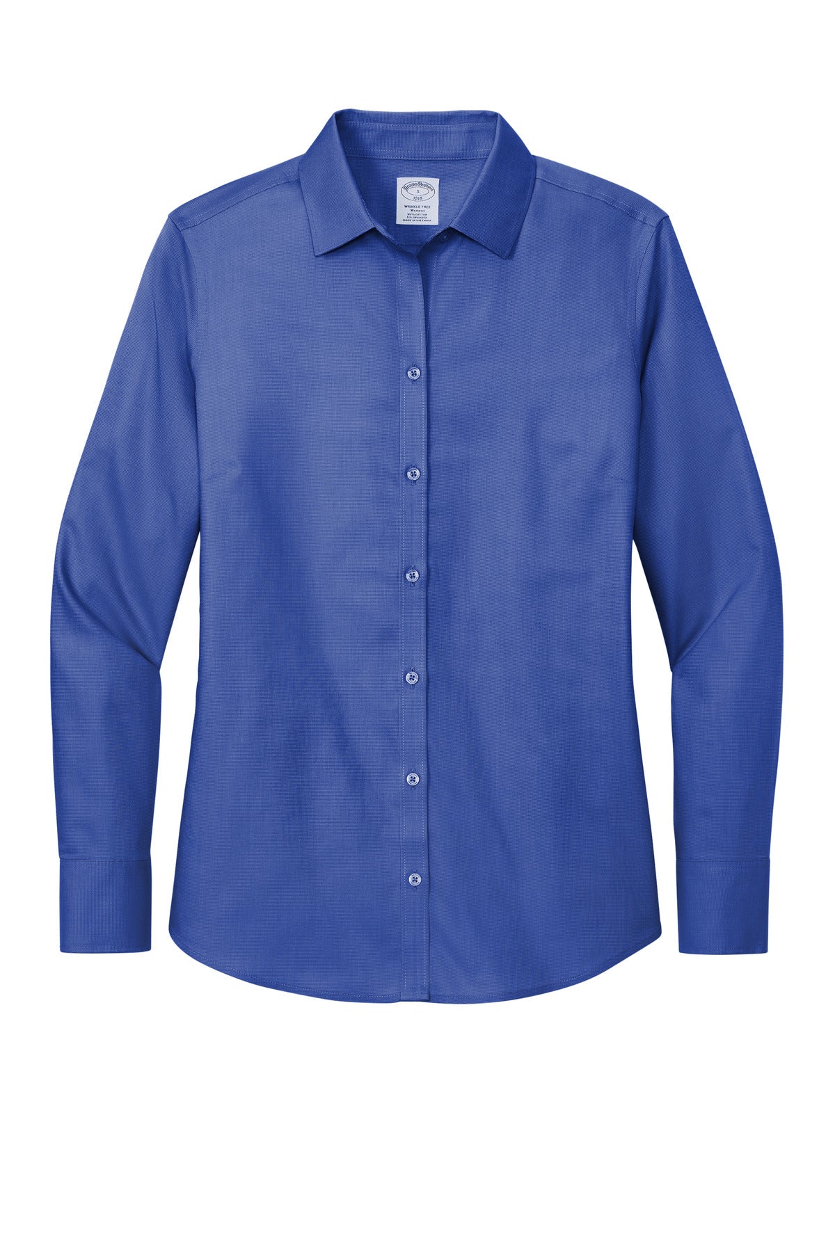 Front View of CobaltBl Brooks Brothers Women's Wrinkle-Free Stretch Nailhead Shirt BB18003