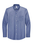 Front View of CobaltBl Brooks Brothers Wrinkle-Free Stretch Pinpoint Shirt BB18000