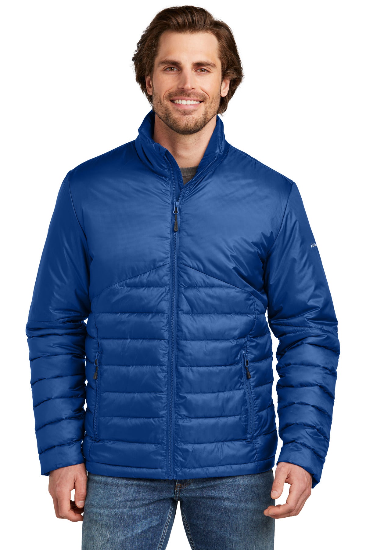 Front View of CobaltBl Eddie Bauer Quilted Jacket EB510