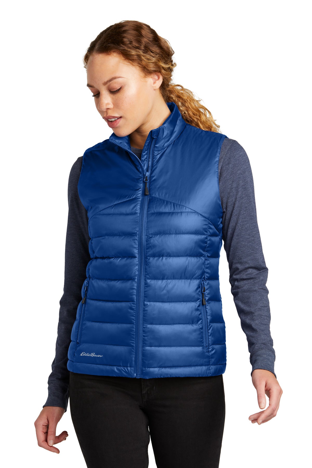 Front View of CobaltBl Eddie Bauer Women's Quilted Vest EB513