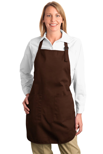 Front View of Coffee Bean Port Authority Full-Length Apron with Pockets. A500