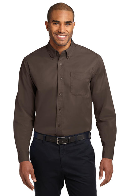 Front View of Coffee Bean/St Port Authority Extended Size Long Sleeve Easy Care Shirt S608ES