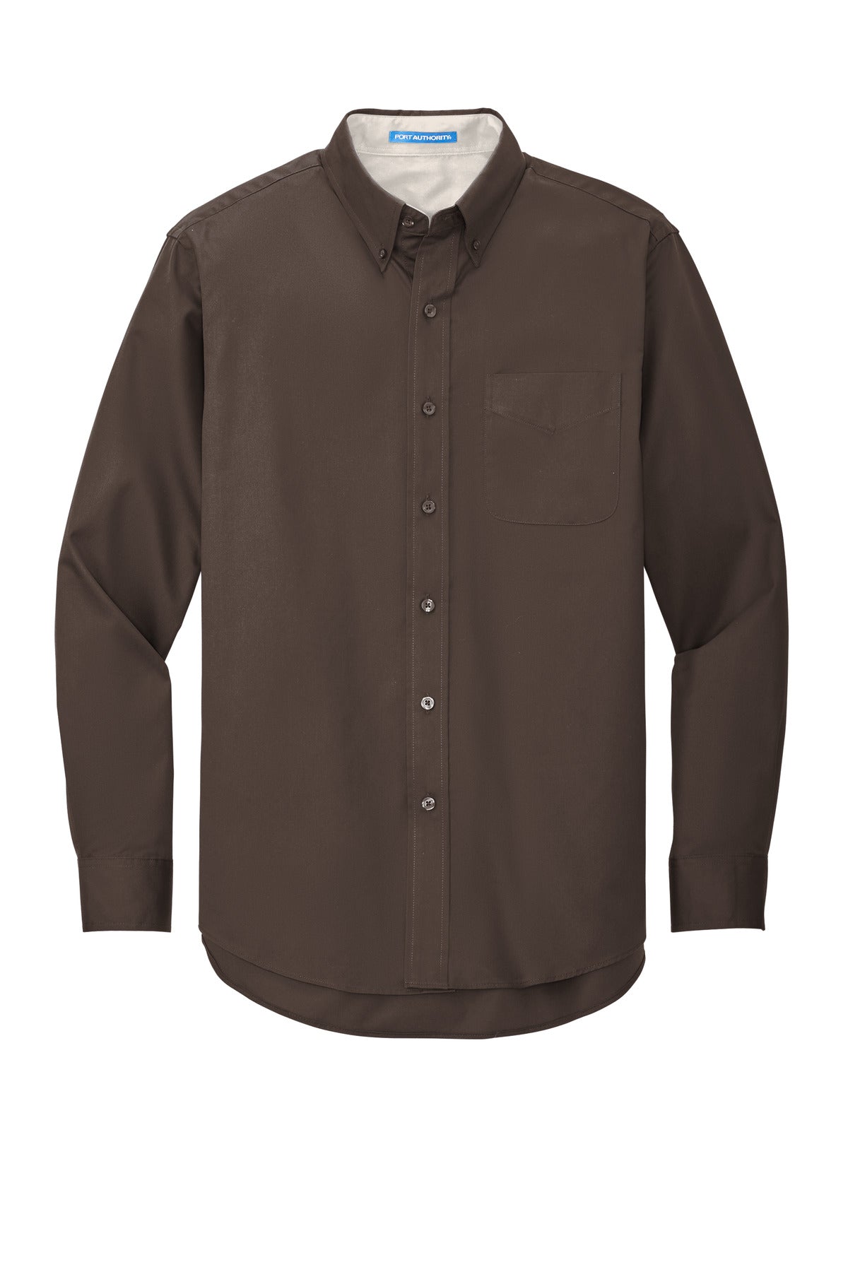 Front View of Coffee Bean/St Port Authority Extended Size Long Sleeve Easy Care Shirt S608ES