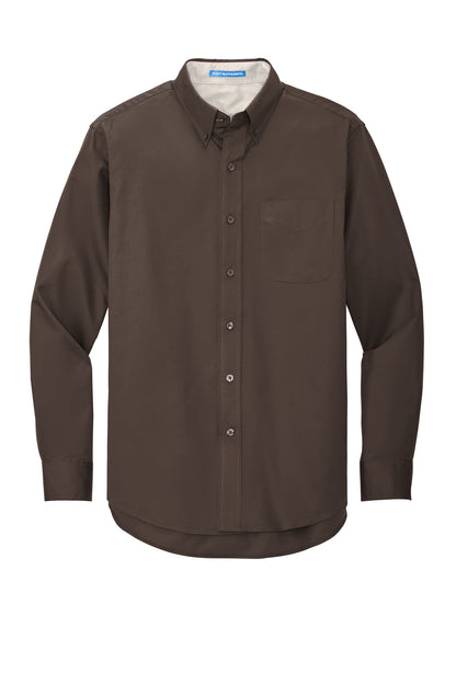 Front View of Coffee Bean/St Port Authority Extended Size Long Sleeve Easy Care Shirt S608ES