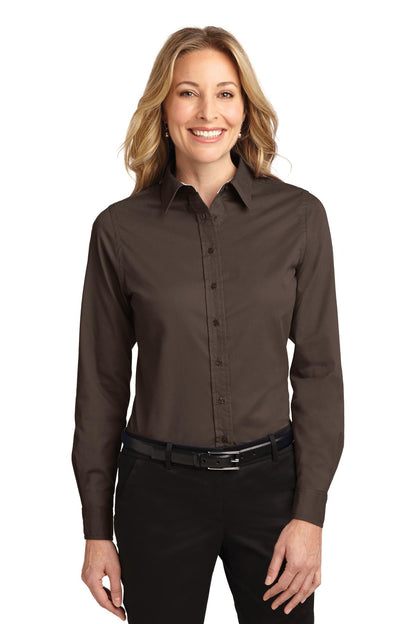 Front View of Coffee Bean/St Port Authority Women's Long Sleeve Easy Care Shirt. L608