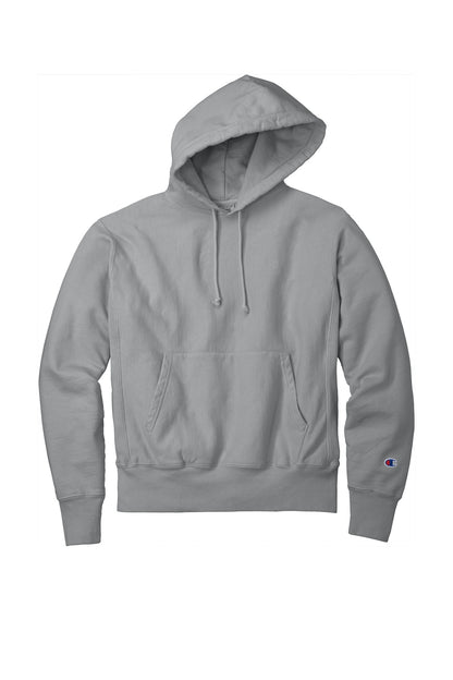 Front View of Concrete Champion Reverse Weave Garment-Dyed Hooded Sweatshirt. GDS101
