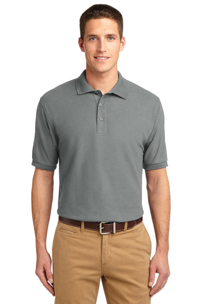Front View of Cool Grey Port Authority Tall Silk Touch Polo. TLK500