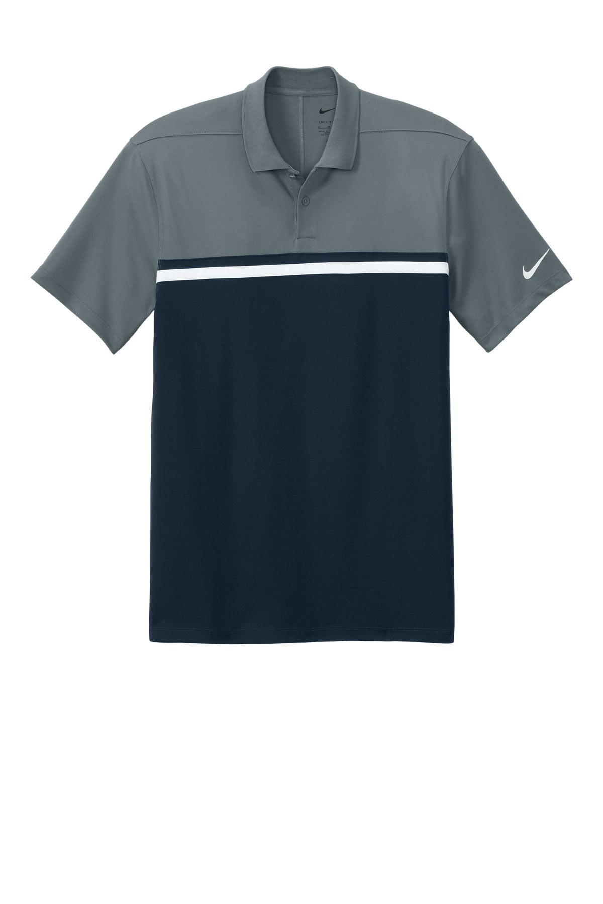 Front View of CoolG/Nv/W Nike Dri-FIT Victory Colorblock Polo NKFQ3968