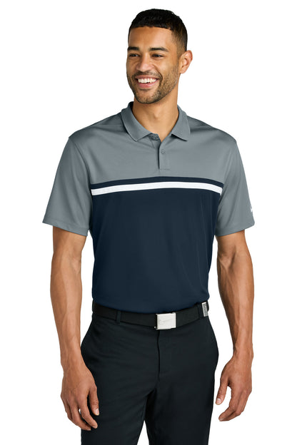 Front View of CoolG/Nv/W Nike Dri-FIT Victory Colorblock Polo NKFQ3968