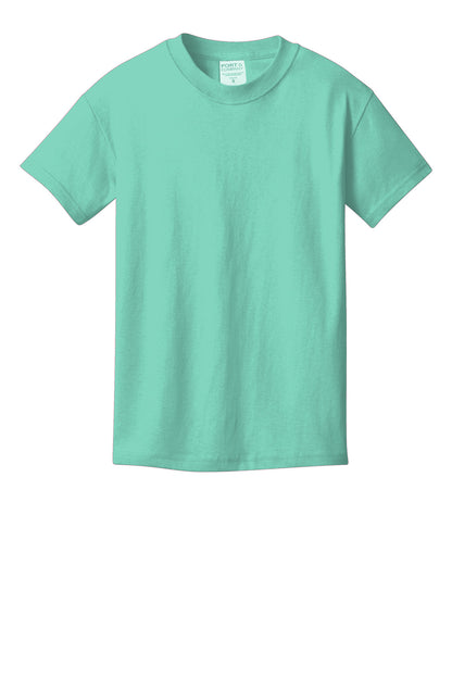 Front View of CoolMint Port & Company Youth Beach Wash Garment-Dyed Tee. PC099Y